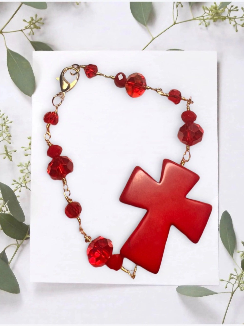 Red Cross Pendant Bracelet – Women Jewelry